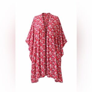 American Eagle Outfitters Red Floral Kimono